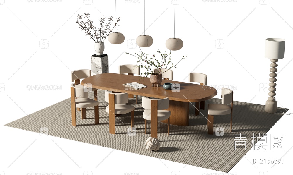 餐桌椅组合3D模型下载【ID:2156891】