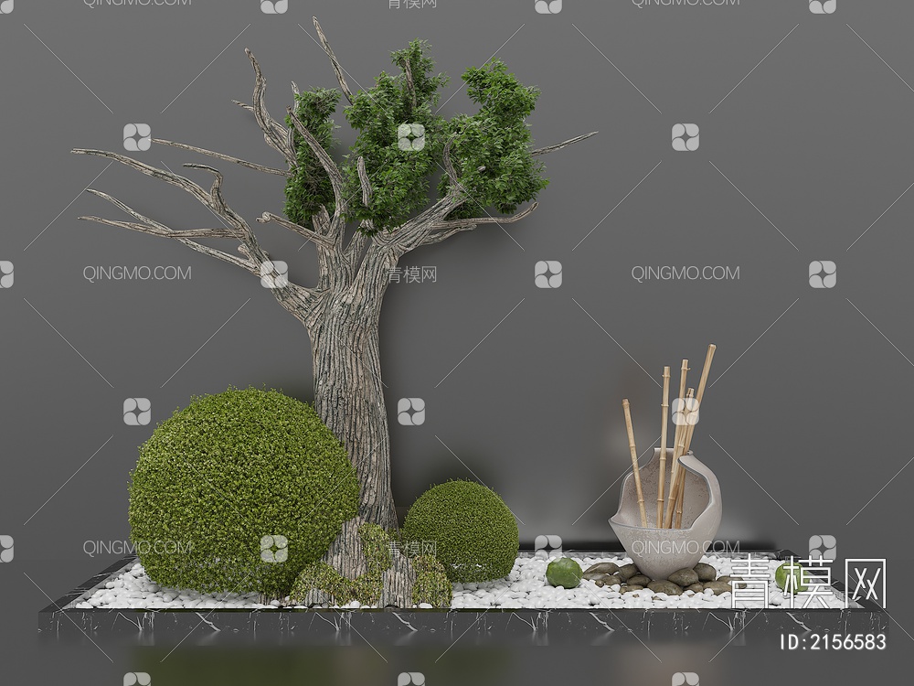 景观 景观植物组团 假山景观3D模型下载【ID:2156583】