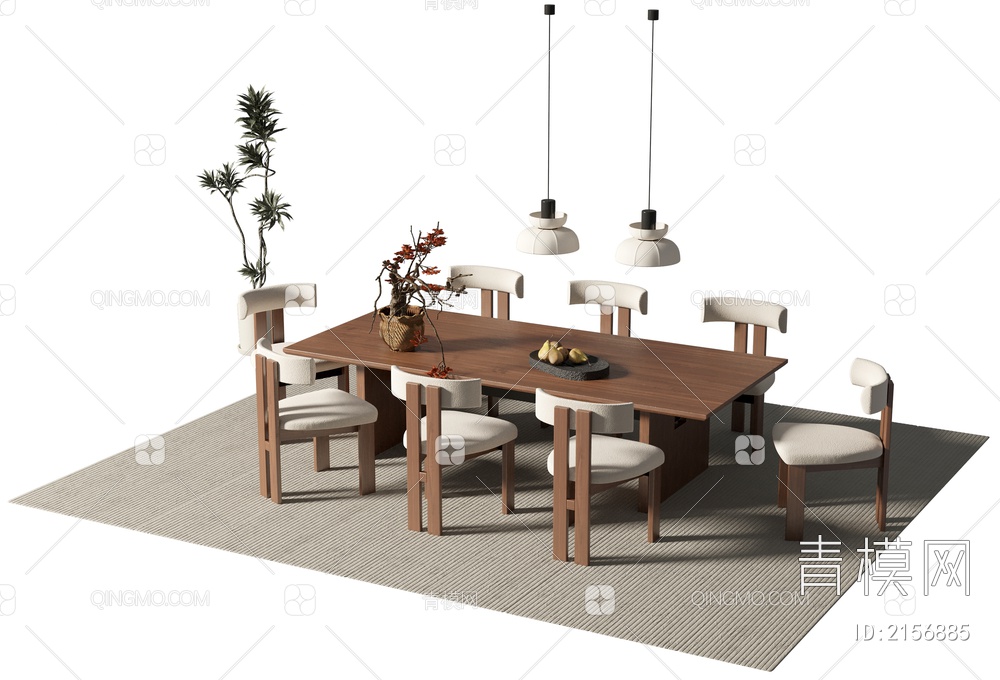 餐桌椅组合3D模型下载【ID:2156885】