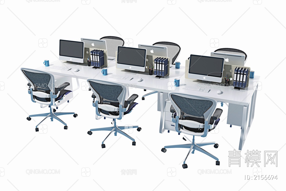 办公桌椅组合3D模型下载【ID:2156694】