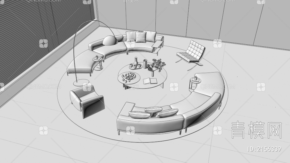 沙发茶几组合3D模型下载【ID:2156339】