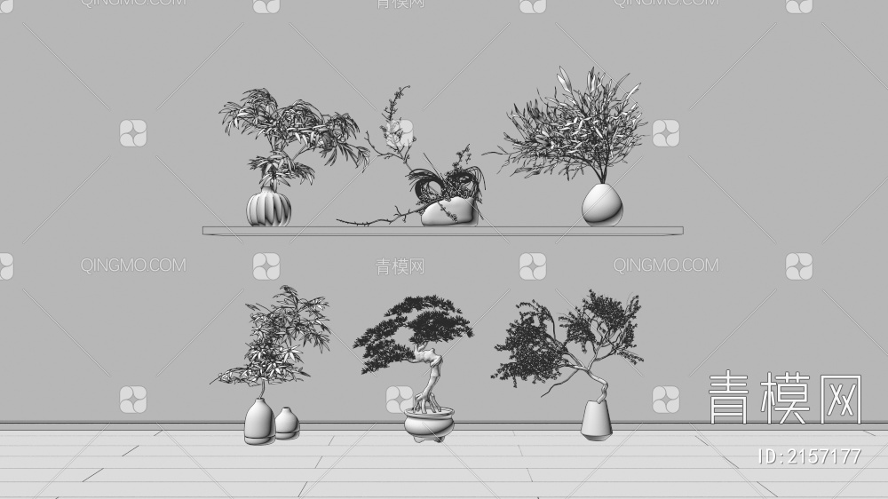 植物盆栽3D模型下载【ID:2157177】