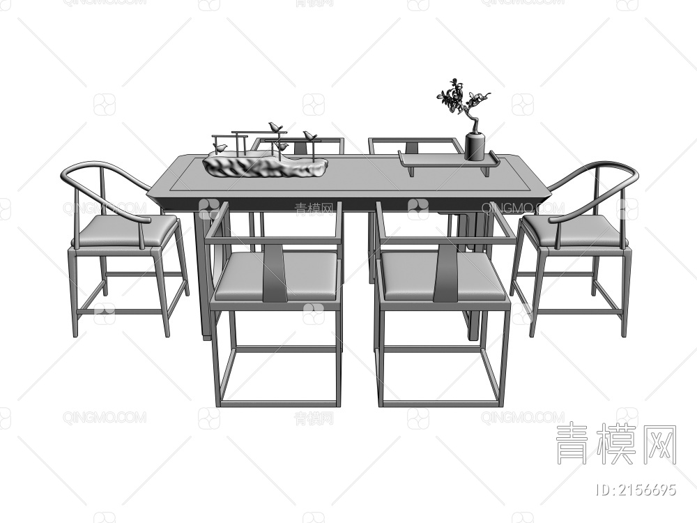 茶桌椅组合3D模型下载【ID:2156695】