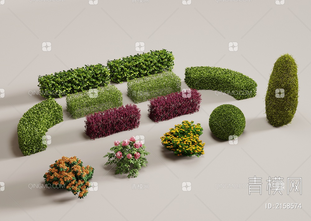 灌木 绿篱3D模型下载【ID:2158574】