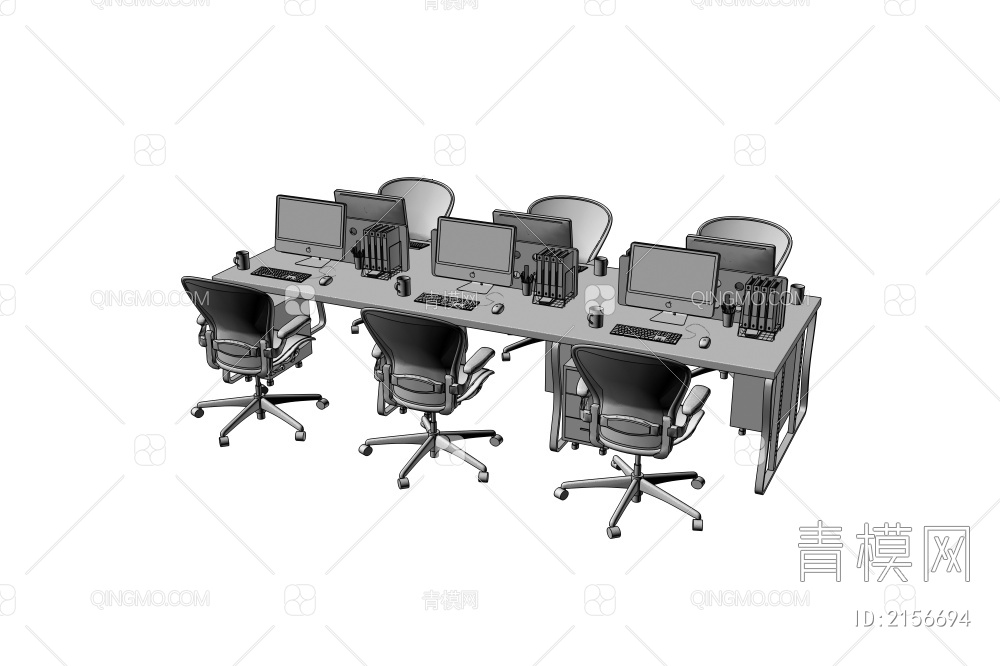 办公桌椅组合3D模型下载【ID:2156694】