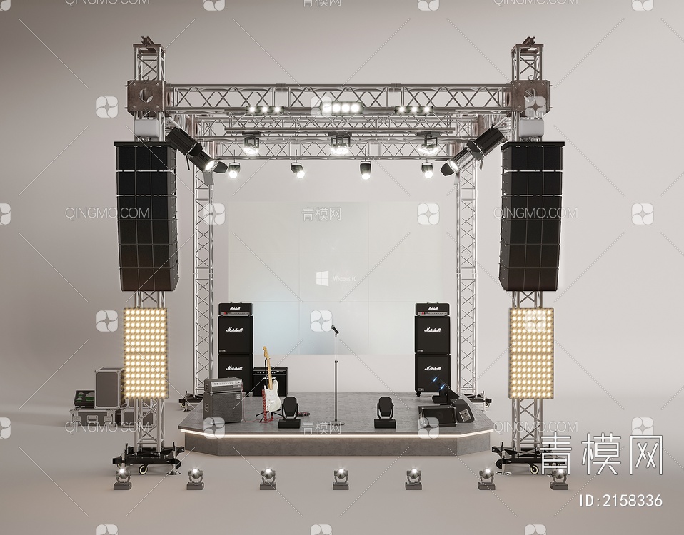 舞台架灯光器材音响设备乐器3D模型下载【ID:2158336】