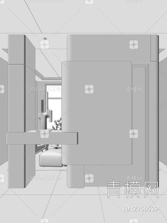 弧形 入户隔断 玄关3D模型下载【ID:2156539】