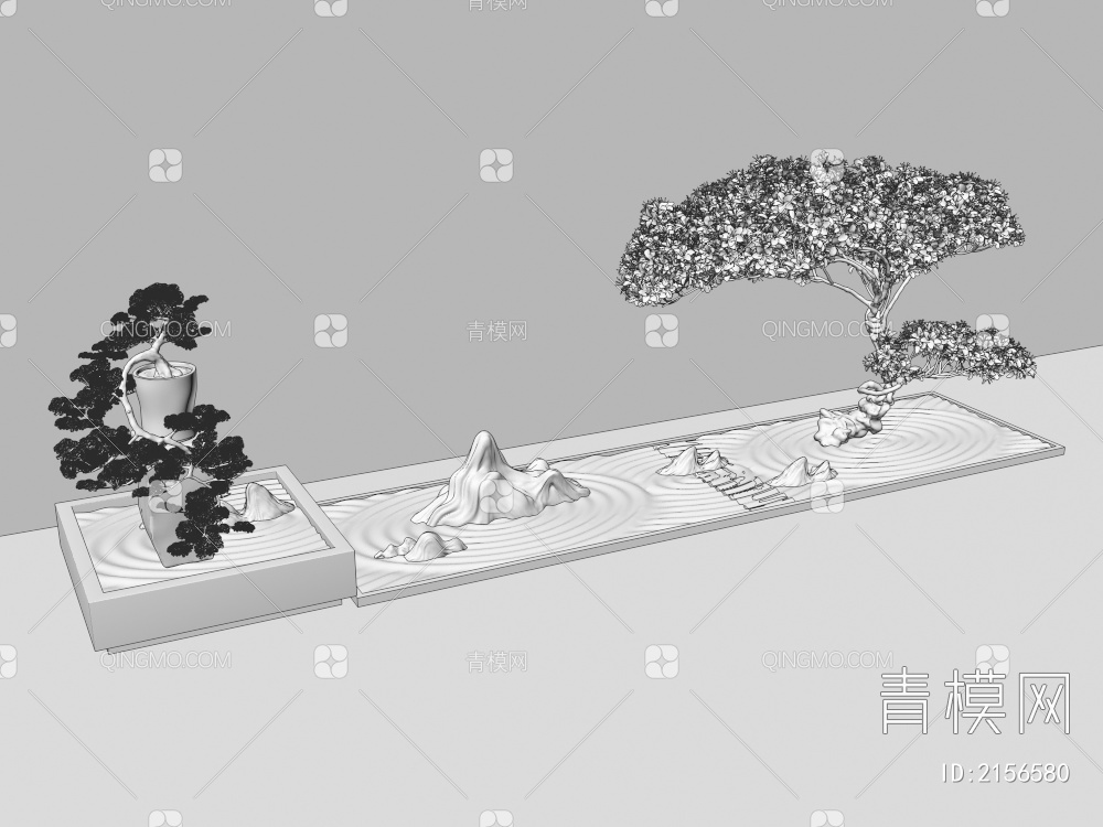 景观 景观松树 假山景观3D模型下载【ID:2156580】