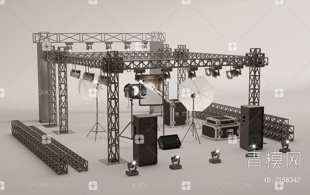 舞台架灯光器材音响设备3D模型下载【ID:2158342】