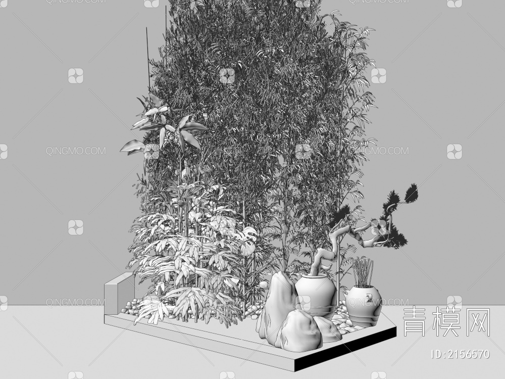 景观 景观竹子 假山景观3D模型下载【ID:2156570】