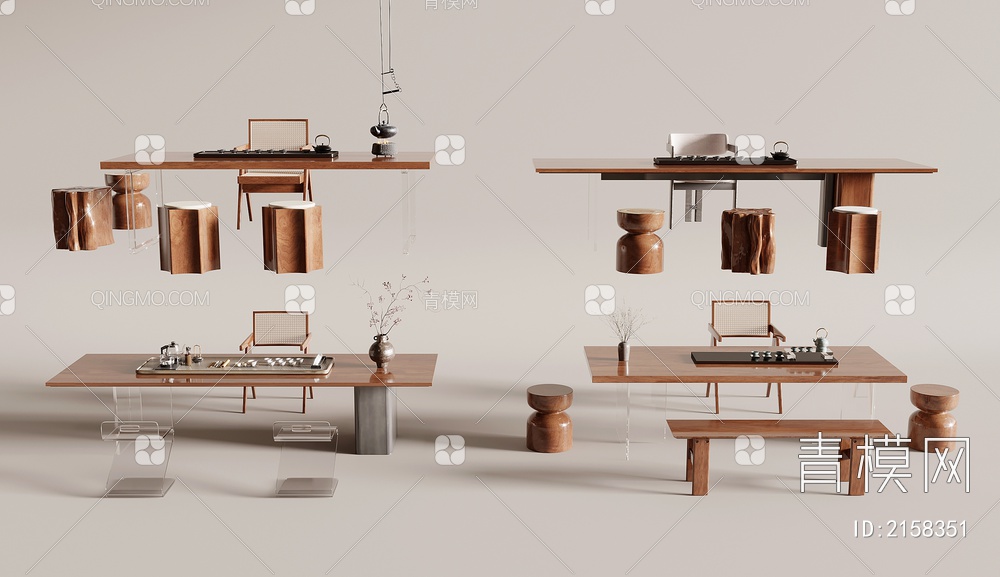 茶桌椅3D模型下载【ID:2158351】