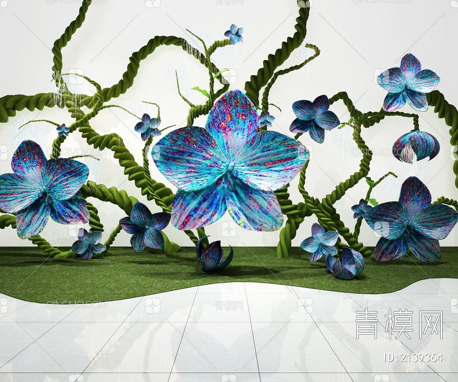 室外公园广场藤曼花朵装置3D模型下载【ID:2139364】