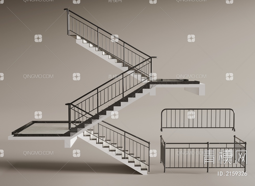扶手楼梯3D模型下载【ID:2159326】