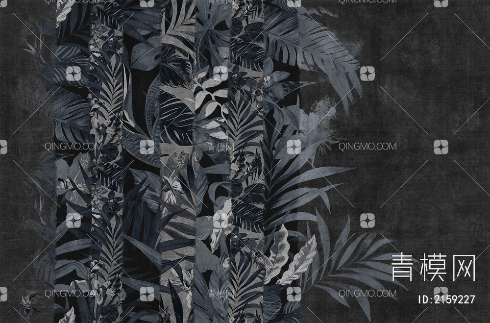 蓝黑色植物壁纸贴图下载【ID:2159227】