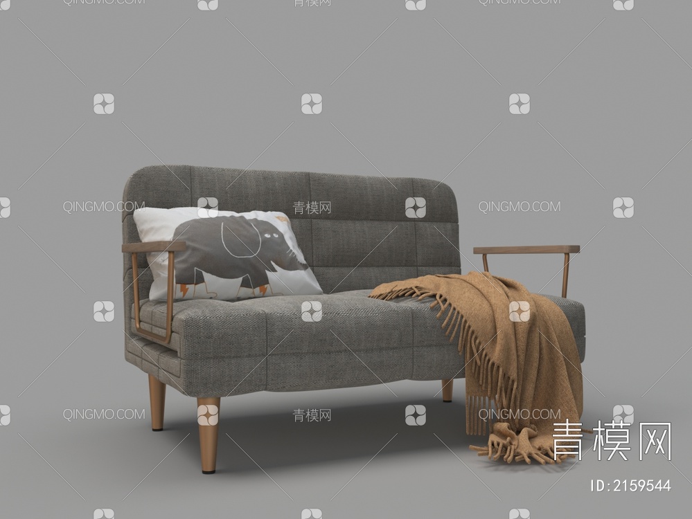 折叠两用双人沙发3D模型下载【ID:2159544】