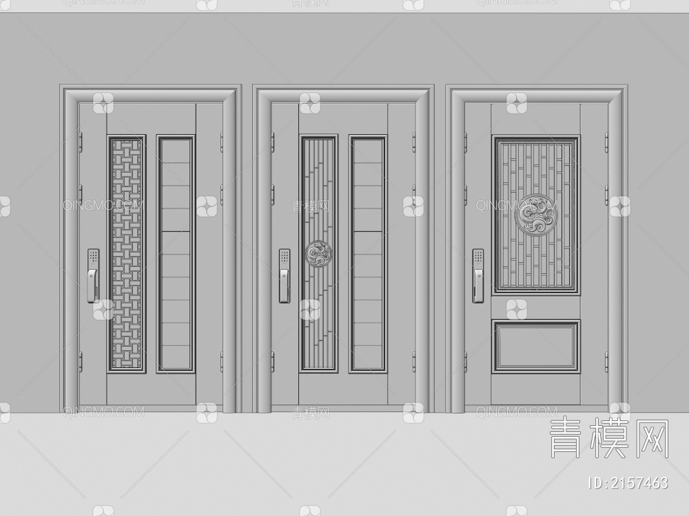 双开门 入户门 子母门3D模型下载【ID:2157463】