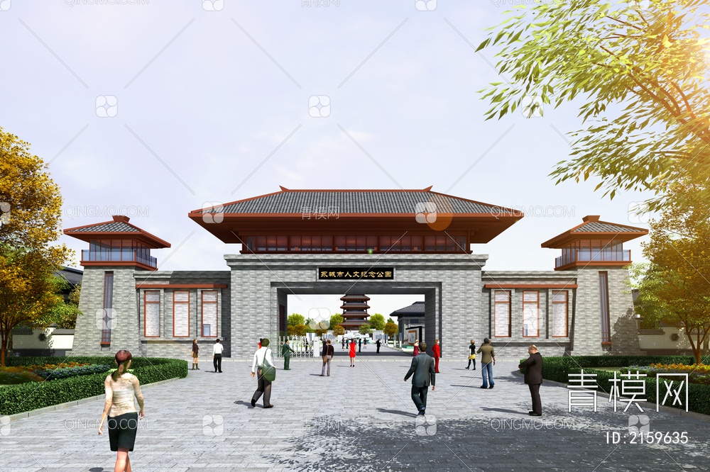 古建 大门 景区 入口 牌坊3D模型下载【ID:2159635】