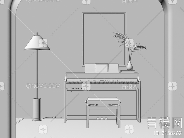 钢琴 落地灯3D模型下载【ID:2158262】