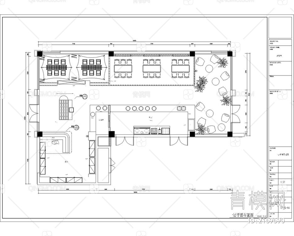 三层餐厅CAD施工图【ID:2159590】
