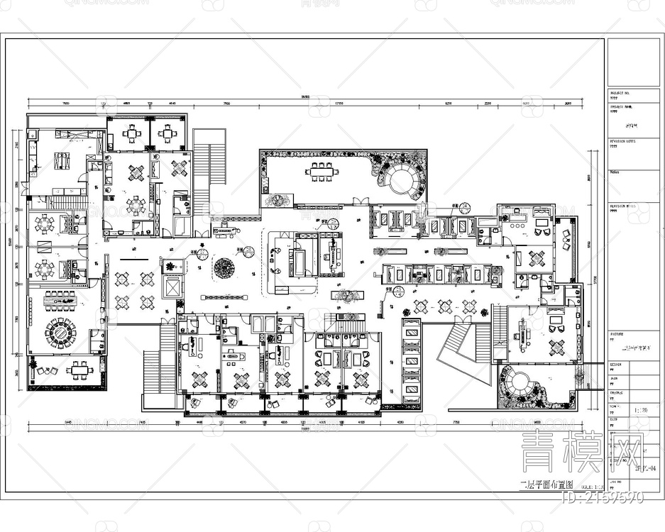 三层餐厅CAD施工图【ID:2159590】