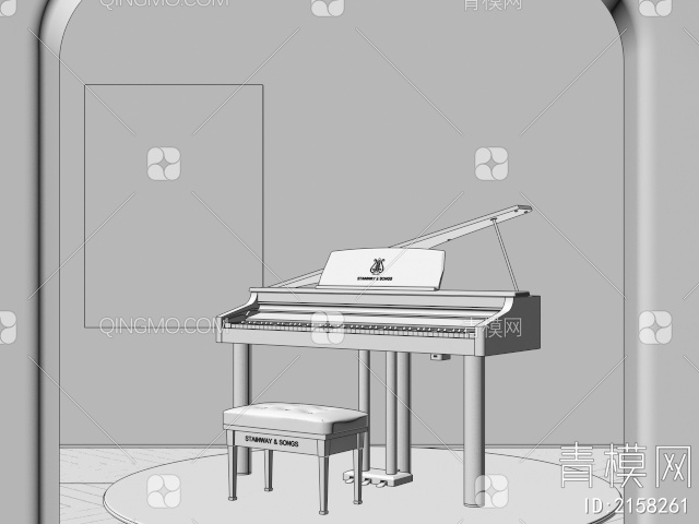 钢琴 落地灯3D模型下载【ID:2158261】