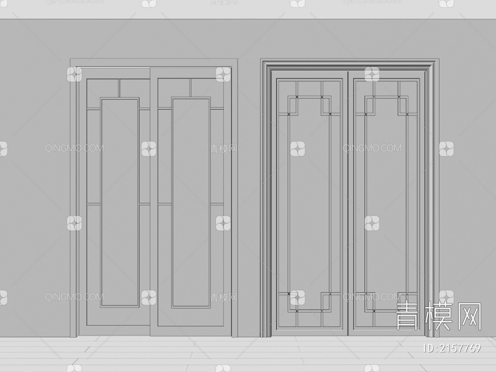 双开玻璃门3D模型下载【ID:2157769】