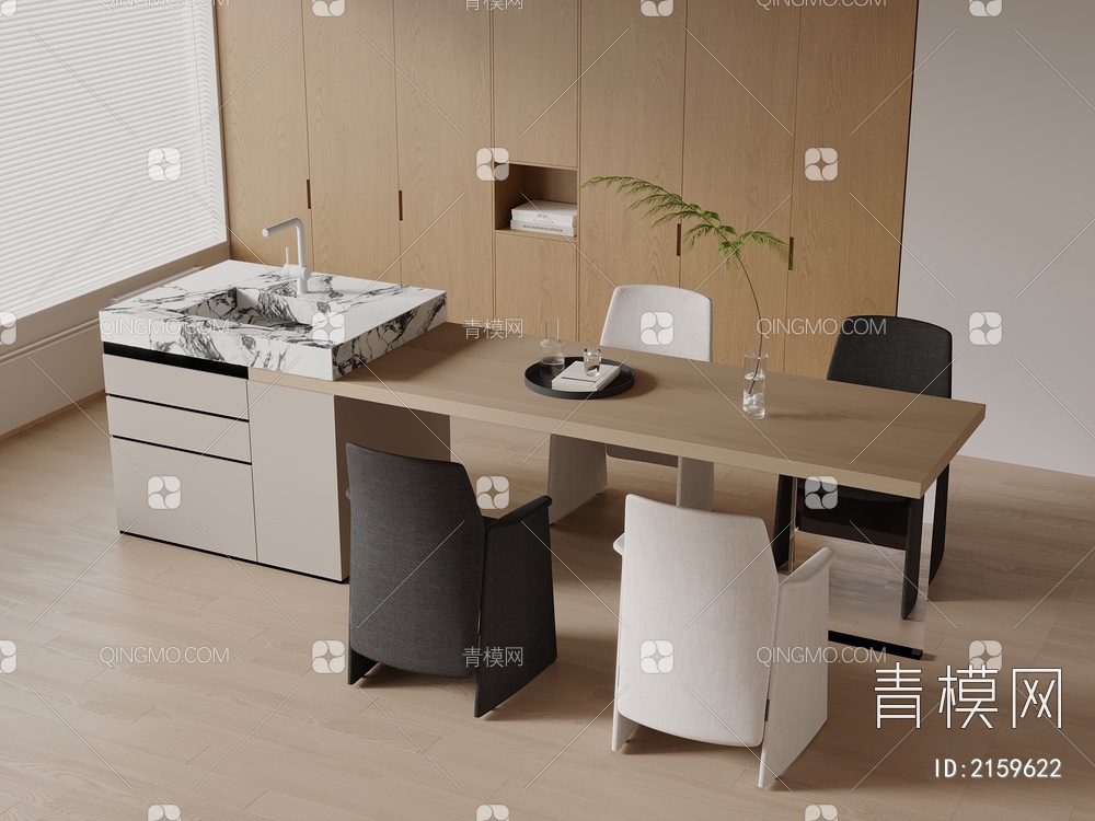 餐桌椅 餐厅岛台3D模型下载【ID:2159622】