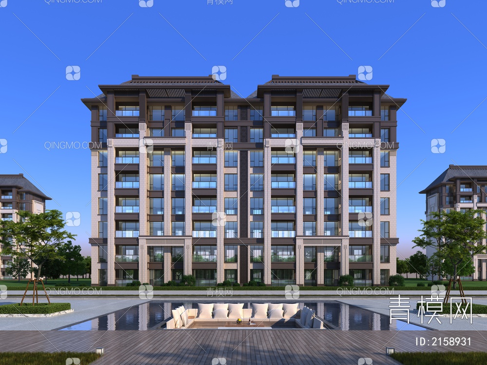 坡顶 多层 住宅 洋房3D模型下载【ID:2158931】