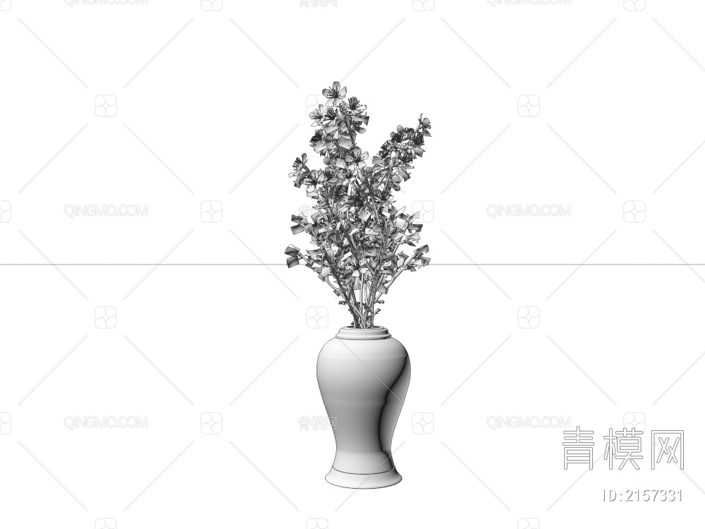 花瓶花卉3D模型下载【ID:2157331】