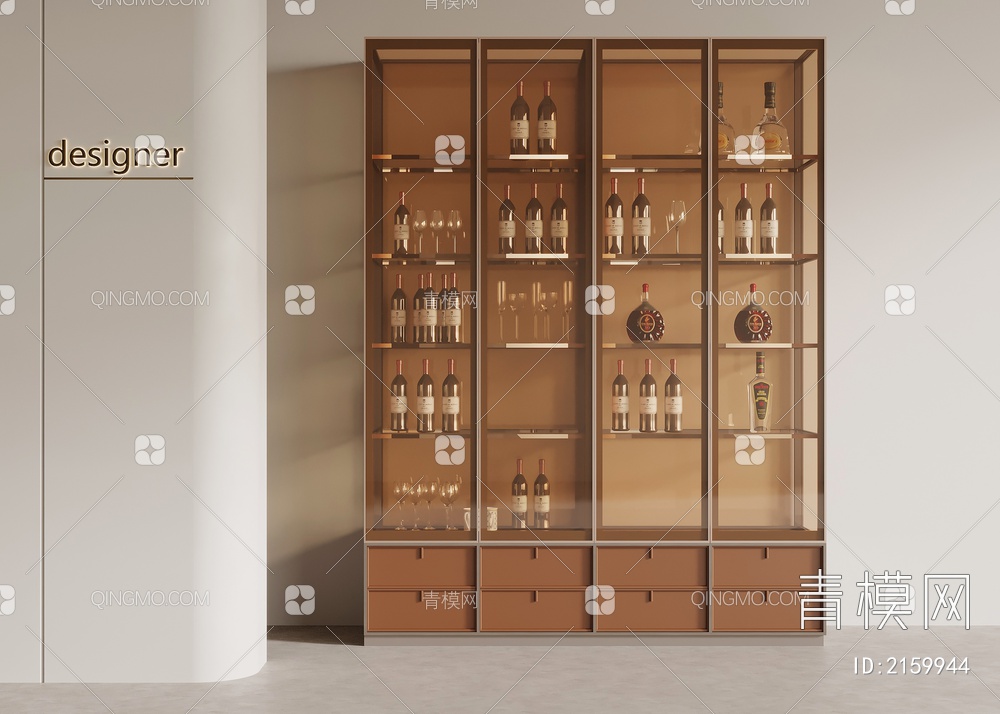 玻璃酒柜3D模型下载【ID:2159944】