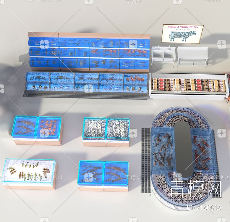 超市海鲜货架3D模型下载【ID:2160016】