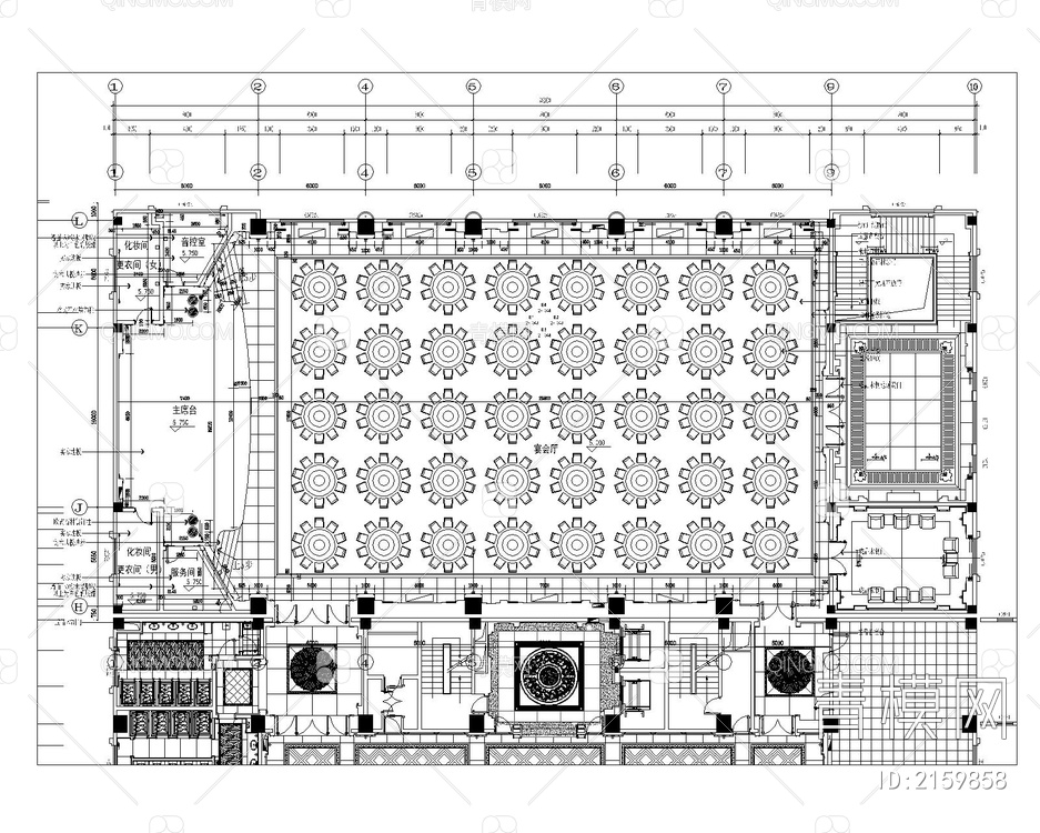 酒店宴会厅CAD平面图【ID:2159858】