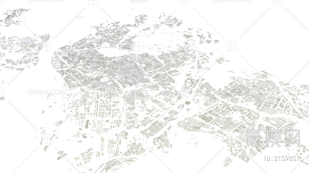 南京市城市建筑鸟瞰规划简模规划图SU模型下载【ID:2159857】