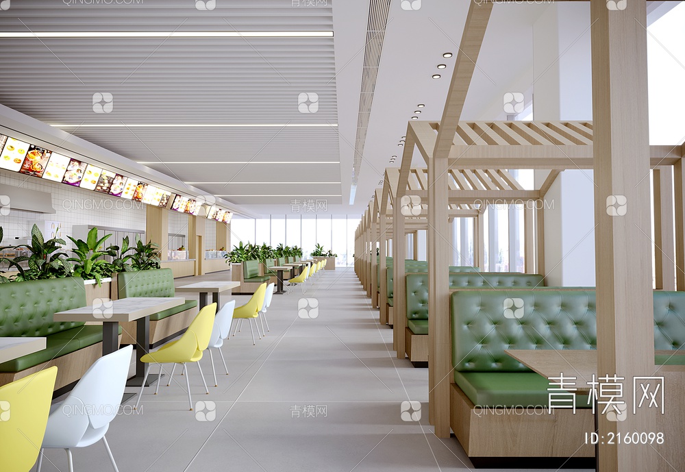 餐厅 中餐馆 快餐店 餐厅座椅组合 快餐厅3D模型下载【ID:2160098】