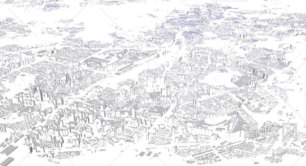 深圳市城市建筑鸟瞰规划简模规划图SU模型下载【ID:2159852】