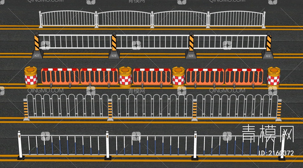 市政护栏SU模型下载【ID:2160372】