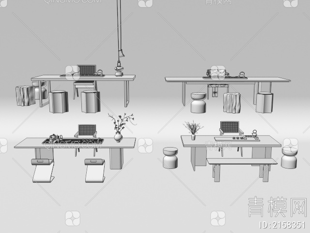 茶桌椅3D模型下载【ID:2158351】