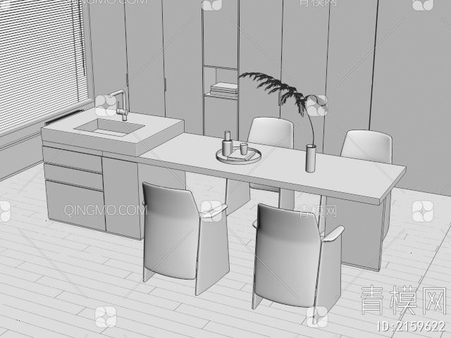 餐桌椅 餐厅岛台3D模型下载【ID:2159622】