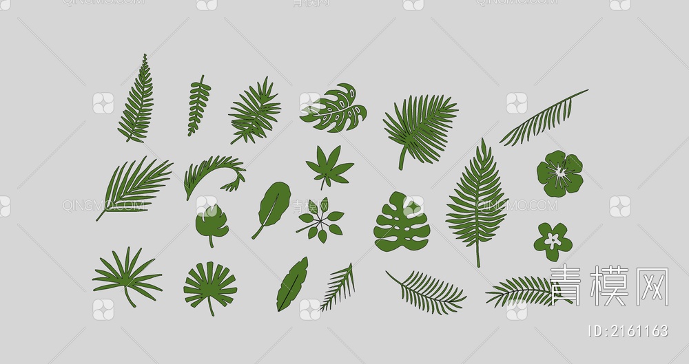 植物热带植物树叶SU模型下载【ID:2161163】