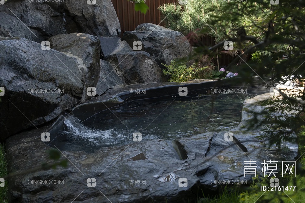 庭院水景特色整石温泉泡池3D模型下载【ID:2161477】