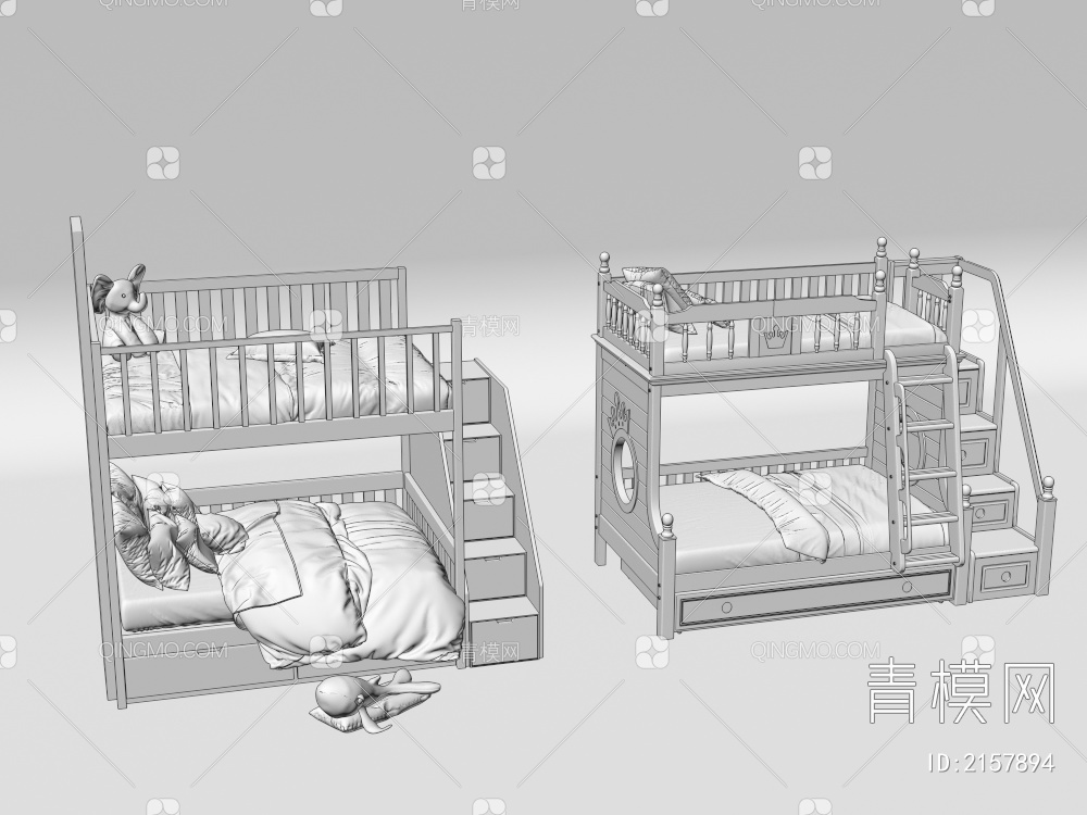 上下床 上下铺床3D模型下载【ID:2157894】