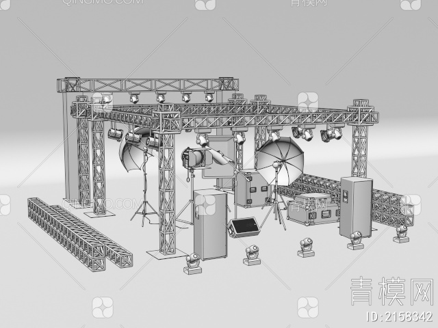 舞台架灯光器材音响设备3D模型下载【ID:2158342】
