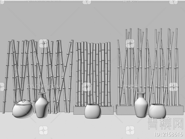 原木竹子民宿隔断3D模型下载【ID:2158616】