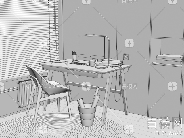 书桌椅3D模型下载【ID:2159627】