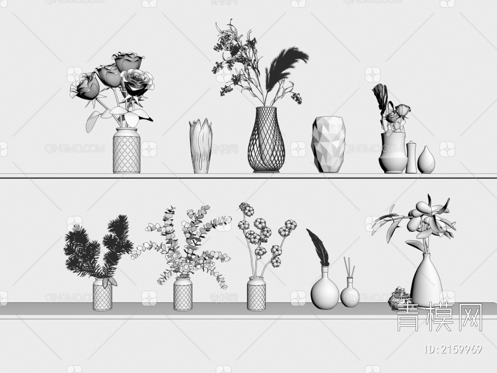 隔壁瓷器花瓶集合3D模型下载【ID:2159969】