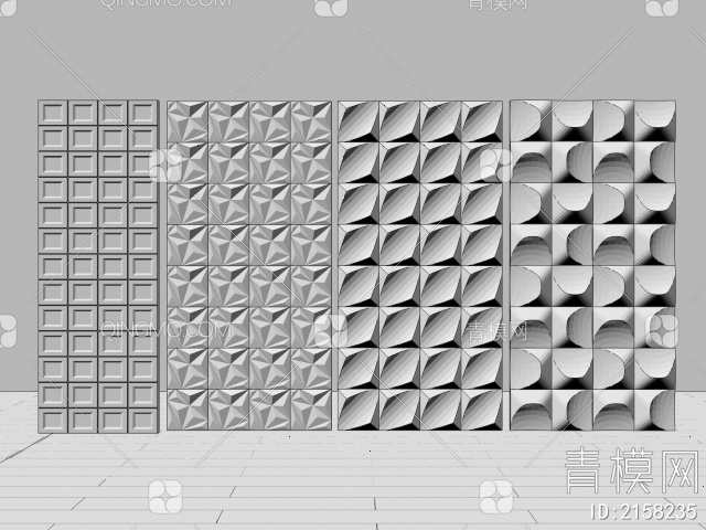 墙面造型 护墙板3D模型下载【ID:2158235】