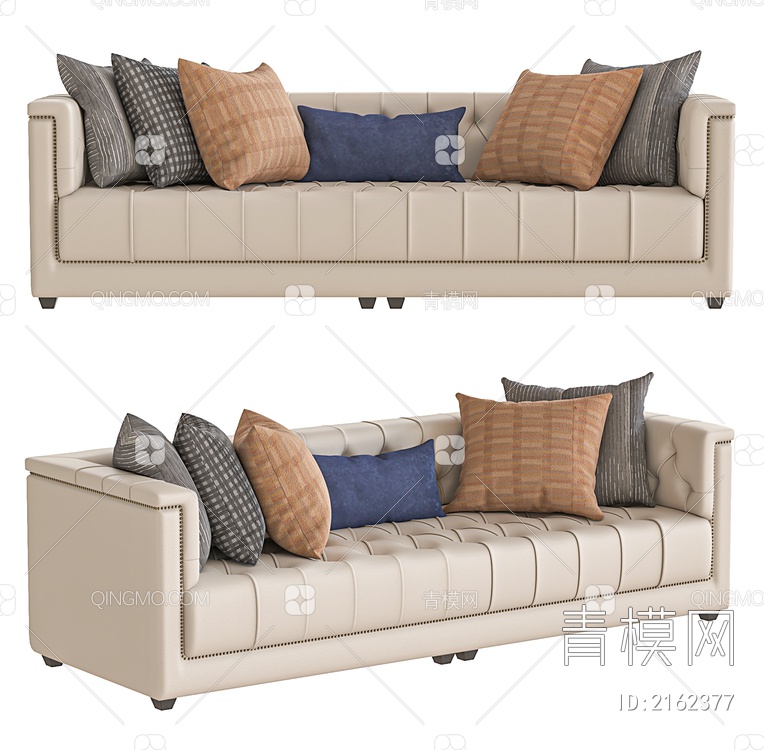 三人沙发，休闲沙发，客厅沙发，双人沙发，多人沙发3D模型下载【ID:2162377】