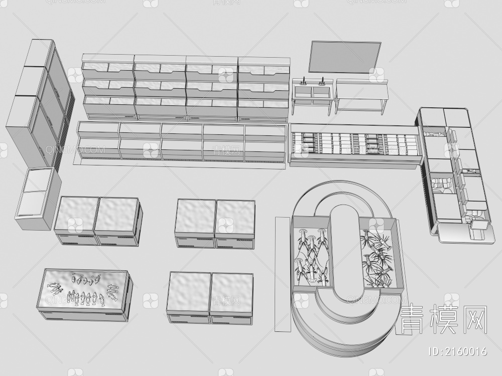 超市海鲜货架3D模型下载【ID:2160016】
