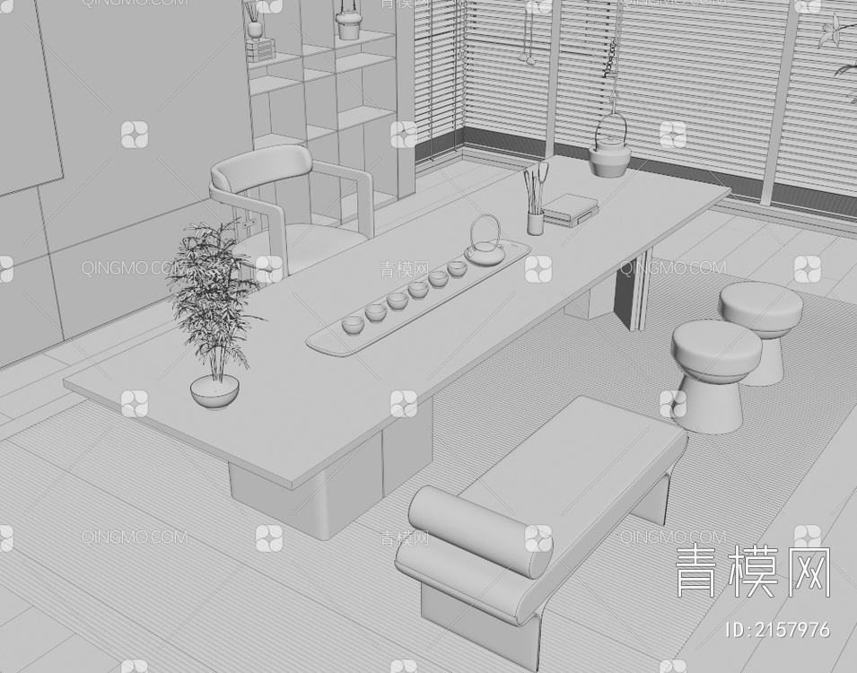 茶桌椅3D模型下载【ID:2157976】