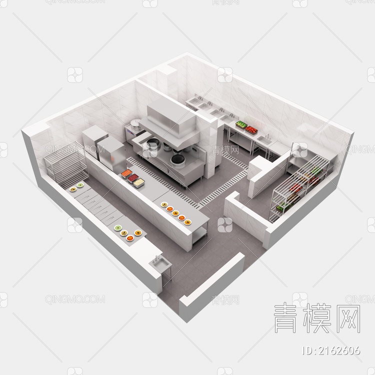 商用厨房 酒店后厨3D模型下载【ID:2162606】